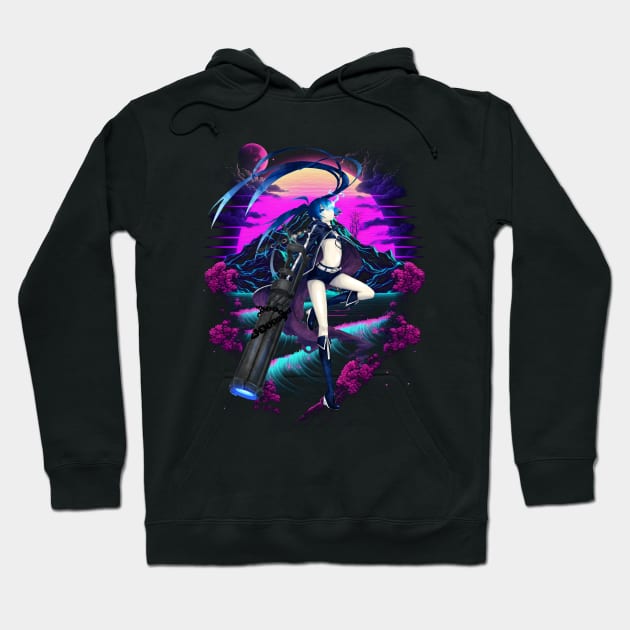 Heart and Blade The Legendary Black Rock Shooter Movie Hoodie by Skateboarding Flaming Skeleton